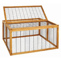 Produktbild von Dehner Freilaufgehege Rolf aus Holz und Metall mit aufklappbarem Dach für Kaninchen und Meerschweinchen 116 x 116 x 58 cm