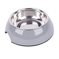 Produktbild von Dehner Futternapf für Hunde und Katzen aus Melamin und Edelstahl in Grau mit 700 ml Fassungsvermögen - 700 ml