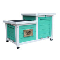 Produktbild von Dehner Happy Home Teatro Nagerschlafhaus für Kaninchen aus Tannenholz in Türkis/Weiß 70 x 45 x 43 cm