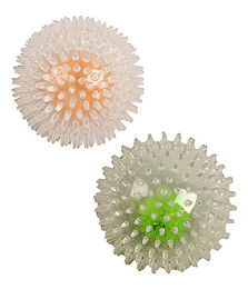 Produktbild von Dehner Hundespielzeug Set Bouncer Ball mit LED-Beleuchtung aus Gummi in Orange und Grün