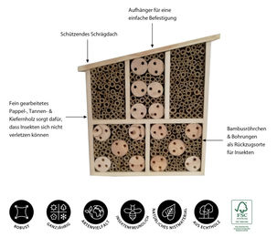Dehner Insektenhotel Natura Premium aus Holz für Wildbienen, 32 x 9 x 30 cm, Braun - 1 Stk. – Bild 1 von 2