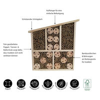 Produktbild von Dehner Insektenhotel Natura Premium aus Holz für Wildbienen, 32 x 9 x 30 cm, Braun - 1 Stk.