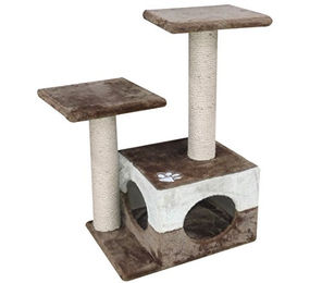 Dehner Katzen-Kratzbaum Mia mit Rückzugshöhle aus Sisal und Plüsch in Beige/Braun ca. 70 x 34 x 45 cm – Bild 1 von 4