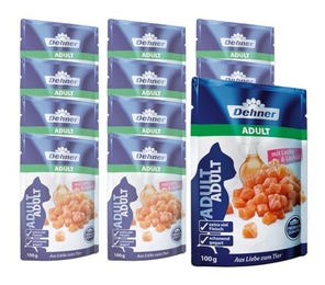 Dehner Katzen Nassfutter Adult Lachs Getreidefrei 12 x 100 g Beutel – Bild 1 von 4