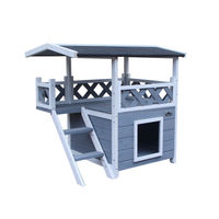 Produktbild von Dehner Katzenhaus Chalet 2-stöckig aus Holz in Grau ca. 78 x 55 x 73 cm