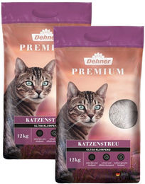 Dehner Katzenstreu Ultra klumpend aus 100% Bentonit extra fein und staubarm 2 x 12 kg – Bild 1 von 2