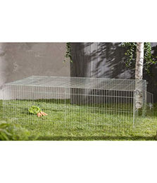 Dehner Kleintier Freilaufgehege Björn aus Metall für Kaninchen und Meerschweinchen Silber 144 x 116 x 58 cm – Bild 1 von 4