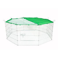 Produktbild von Dehner Kleintier Freilaufgehege Magnus aus Metall mit Sonnenschutz für Kaninchen und Meerschweinchen Grün Ø 140 cm Höhe 56 cm