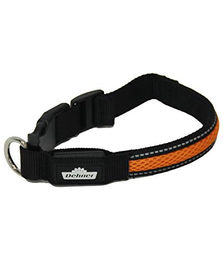 Produktbild von Dehner LED-Hundehalsband Flash Collar mit Mesh-Stoff in Schwarz/Orange, Länge 51 cm, Höhe 2,5 cm, wiederaufladbar - 1 Stk.