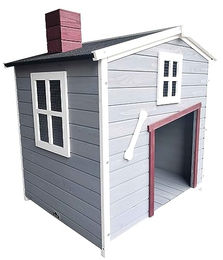 Dehner Lieblinge Hundehütte Hector aus Tannenholz und Bitumen grau waterproof – Bild 1 von 13