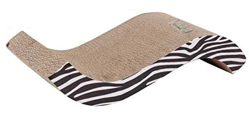 Dehner Lieblinge Katzen-Kratzpappe Wavy aus FSC-zertifiziertem Karton, 53 x 12 x 22 cm, beige/schwarz/weiß/bunt – Bild 1 von 2