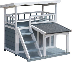 Dehner Lieblinge Katzenhaus Maison Katzenhöhle aus Holz grau/weiß 78 x 75 x 73 cm – Bild 1 von 6
