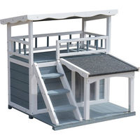 Produktbild von Dehner Lieblinge Katzenhaus Maison Katzenhöhle aus Holz grau/weiß 78 x 75 x 73 cm