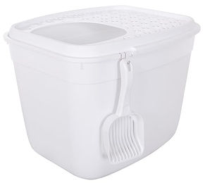 Produktbild von Dehner Lieblinge Katzentoilette Kimmy Haubentoilette aus Kunststein in Weiß 44 x 40,7 x 54 cm