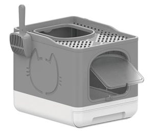 Produktbild von Dehner Lieblinge Katzentoilette Nala Haubentoilette aus Kunststoff Grau Weiß