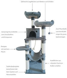 Dehner Lieblinge Kratzbaum Akiro für Katzen aus Sisal und MDF in Grau/Beige 50 x 150 x 50 cm – Bild 1 von 3