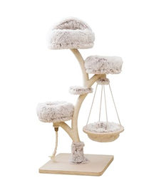Dehner Lieblinge Kratzbaum Bonnie für Katzen in Beige Weiß Braun aus Plüsch und Sisal 58 x 130 x 58 cm – Bild 1 von 9