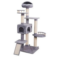 Produktbild von Dehner Lieblinge Kratzbaum Muffin für Katzen mit integriertem Spielzeug, Grau/Beige, 60 x 177 x 60 cm, Sisal und Plüsch