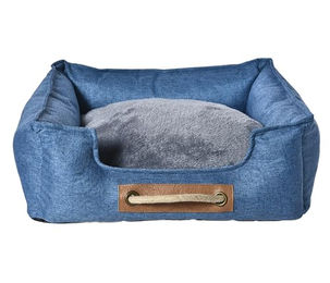 Dehner Lieblinge Kuschelbett Cyrus Hundebett und Katzenbett mit Anti-Rutsch-Boden Größe M Blau - 1 Stk. – Bild 1 von 6