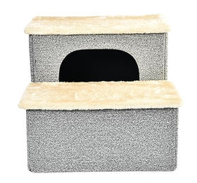 Dehner Lieblinge Kuschelhöhle aus Plüsch für kleine Tiere in Grau und Beige – Bild 1 von 6