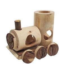 Dehner Lieblinge Nagerhaus Lokomotive aus FSC-zertifiziertem Holz für Kaninchen und Nager in Natur Braun – Bild 1 von 2