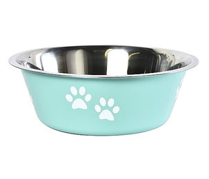 Produktbild von Dehner Lieblinge Napf Paw für Hunde und Katzen aus Edelstahl in Türkis 1560 ml - 2,02 l