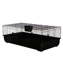 Dehner Nagerheim Peppy Kleintierkäfig für Meerschweinchen Hamster und Kaninchen aus Metall und Kunststoff in Schwarz 140 x 69 x 47 cm – Bild 1 von 6