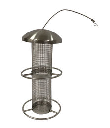 Dehner Nat Wildvogel Futtersäule aus Edelstahl silber 28 x 14 x 14 cm - 530 g – Bild 1 von 2