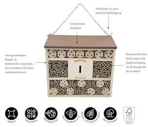 Dehner Natura Premium Insektenhotel Andrena aus Holz mit Bambus und FSC Holz - 1 Stk. – Bild 1 von 4