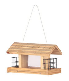Dehner Natura Premium Wildvogel Futterhaus Aosta aus FSC-zertifiziertem Kiefernholz braun hängend 17.5 x 19 x 28 cm – Bild 1 von 5