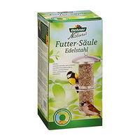 Produktbild von Dehner Natura Premium Wildvogel Futtersäule aus Edelstahl in Silber mit Sitzringen