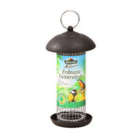 Produktbild von Dehner Natura Premium Wildvogel Futtersäule aus Metall in Schwarz für Erdnusskerne und Rosinen 20 x 13 x 13 cm