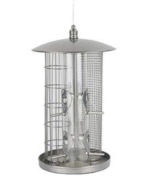 Dehner Natura Premium Wildvogel Futtersäule aus Metall in Silber – Bild 1 von 6