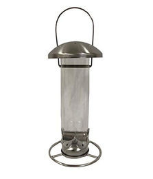 Dehner Natura Premium Wildvogel Futtersäule Casetta Futterstation aus Edelstahl und Plexiglas in Silber 28 x 14 x 14 cm - 450 g – Bild 1 von 2