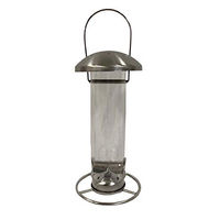 Produktbild von Dehner Natura Premium Wildvogel Futtersäule Casetta Futterstation aus Edelstahl und Plexiglas in Silber 28 x 14 x 14 cm - 450 g