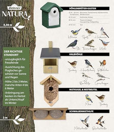 Dehner Natura Premium Wildvogel Nistkasten Meisenkasten aus FSC-zertifiziertem Kiefernholz Rot Natur 16 x 32.5 x 20.5 cm – Bild 1 von 5