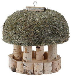 Dehner Natura Wildvogel Futterhaus aus Birkenholz mit Heudach Ø 29 cm – Bild 1 von 2