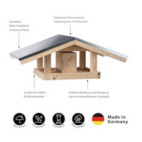 Produktbild von Dehner Natura Wildvogel-Futterhaus Karwendel aus Holz mit Futterschublade und 4 Knödel-Haken 27.7 x 71.4 x 52 cm