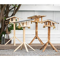Produktbild von Dehner Natura Wildvogel-Futterhaus Karwendel aus Holz mit Ständer Braun/Schwarz 127.2 x 84.3 x 84.3 cm