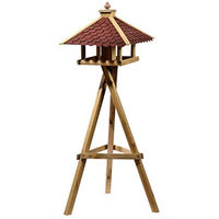 Produktbild von Dehner Natura Wildvogel-Futterhaus mit Ständer aus Holz in Braun und Rot 144 x 68 x 62 cm