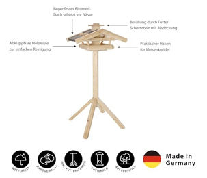 Dehner Natura Wildvogel-Futterhaus Watzmann mit Ständer Alpstein aus Fichtenholz in Natur 133 x 40 x 55 cm – Bild 1 von 4