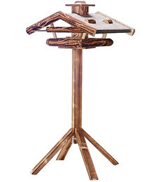 Dehner Natura Wildvogel-Futterhaus Wendelstein mit Ständer aus geflammtem Holz in Braun 142 x 76 x 55 cm – Bild 1 von 10