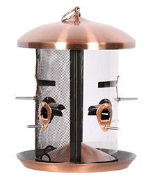 Dehner Natura Wildvogel-Futtersäule Restato mit 2 Kammern aus Metall und Kunststoff in Kupfer/Schwarz Ø 24 cm Höhe 33 cm – Bild 1 von 3