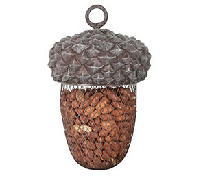 Dehner Natura Wildvogel Futterstelle Eichel Vogelhaus aus Kunstharz und Metall Grau 14 x 14 x 22 cm – Bild 1 von 3
