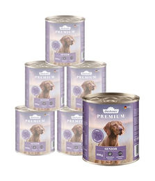 Dehner Premium Hundefutter Nassfutter Senior Getreidefrei Rind Lamm 6 x 800 g Dosen – Bild 1 von 3