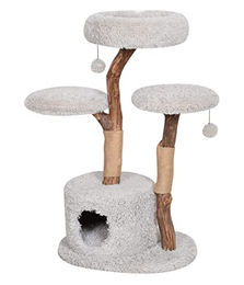 Dehner Premium Katzen-Kratzbaum Lovely aus Holz, Plüsch und Sisal in Grau, 110 x 60 x 45 cm – Bild 1 von 2