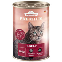 Produktbild von Dehner Premium Katzen Nassfutter Adult Getreidefrei Rind und Geflügel 6 x 400 g Dosen