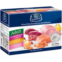 Produktbild von Dehner Premium Katzen Nassfutter Adult Multipack Lamm Pute Lachs Getreidefrei 12 x 100 g Beutel
