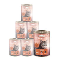 Produktbild von Dehner Premium Katzenfutter Geflügel Nassfutter Adult getreidefrei 6 x 400 g Dosen