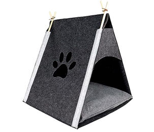 Dehner Premium Katzenhöhle Anuk aus Filz für Katzen in Grau Weiß Schwarz - 1 Stk. – Bild 1 von 3